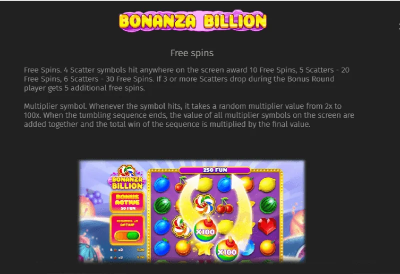 Captura de ecrã de Bonanza Billion