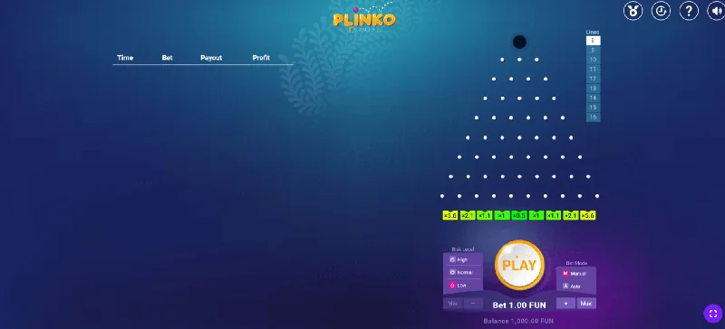 Captura de ecrã de Plinko