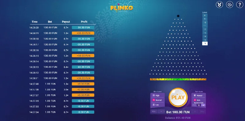 Captura de Ecrã de Plinko