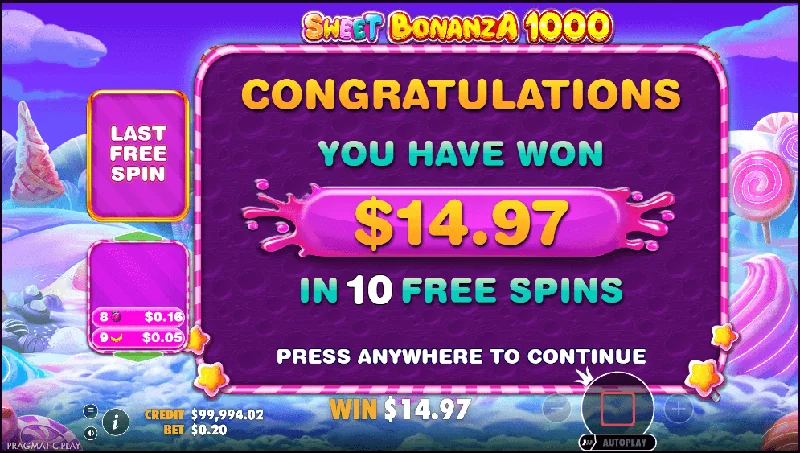 Captura de Ecrã de Sweet Bonanza 1000