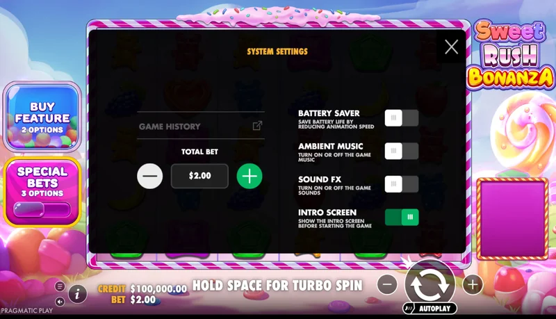 Captura de ecrã de Sweet Rush Bonanza